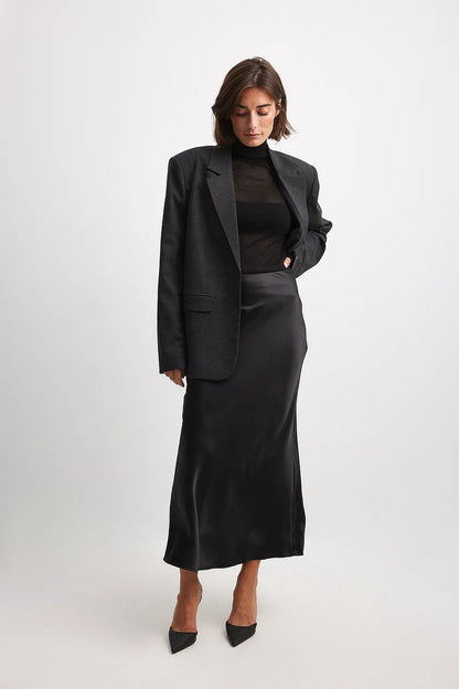 Hoge Taille Satijnen Rok – Leona