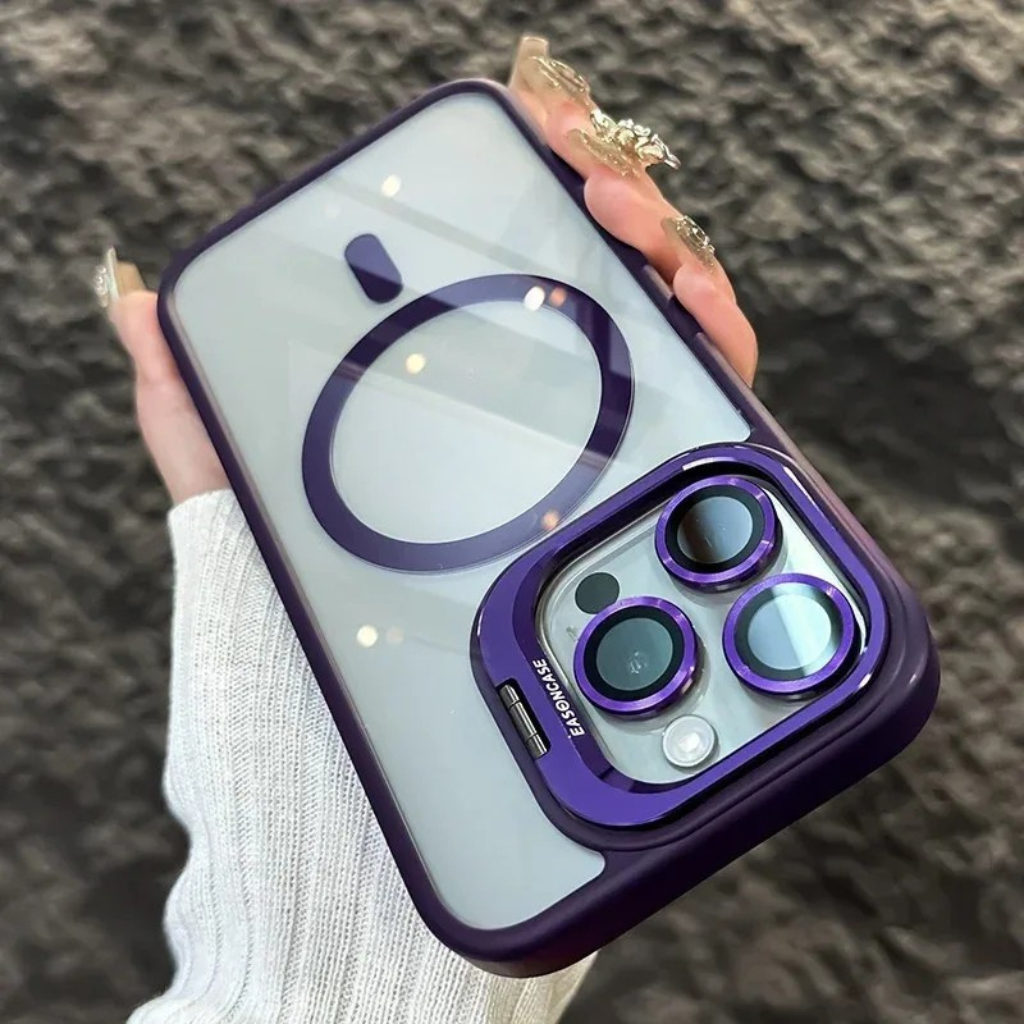 Schokbestendige Magnetische Telefoonhoes met Glaslensbescherming en Houder
