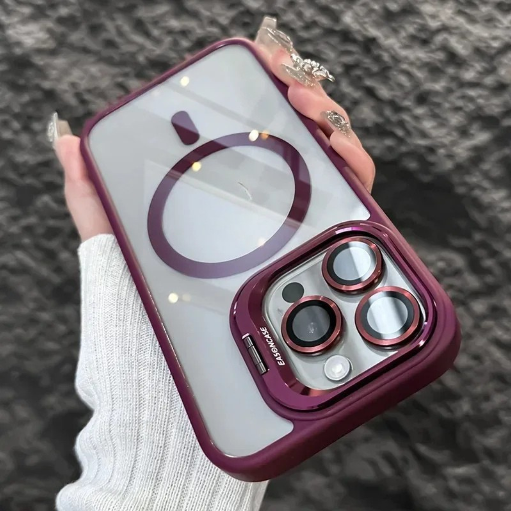 Schokbestendige Magnetische Telefoonhoes met Glaslensbescherming en Houder