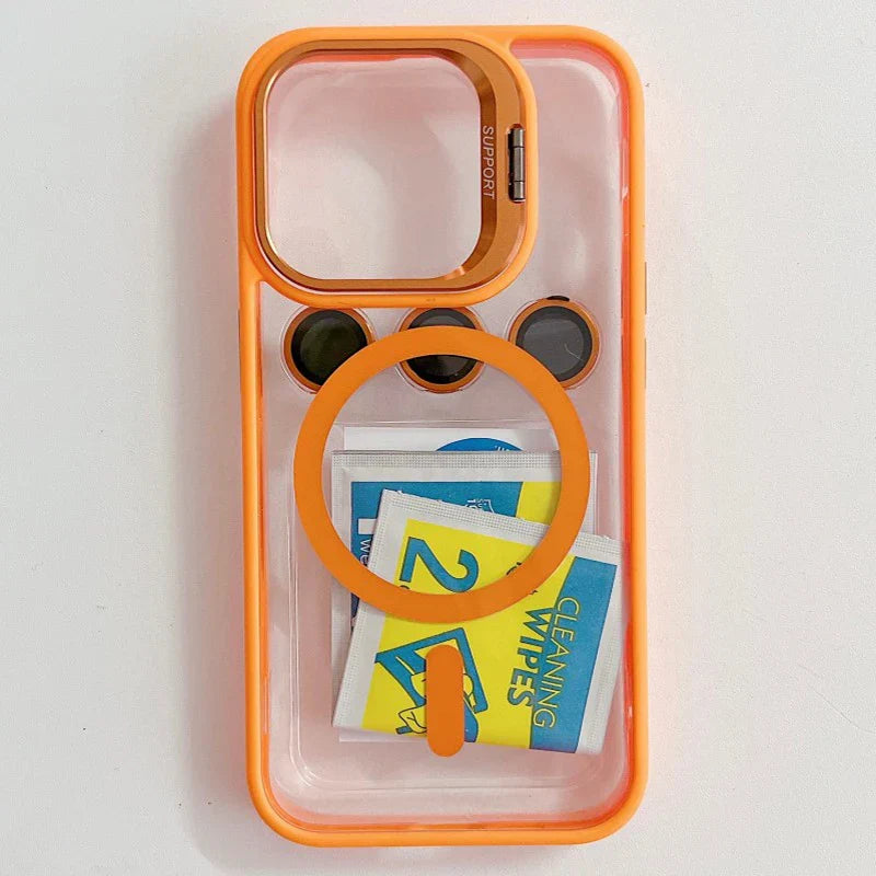 Schokbestendige Magnetische Telefoonhoes met Glaslensbescherming en Houder