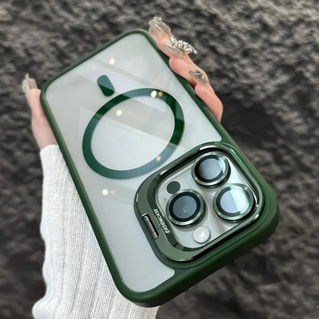 Schokbestendige Magnetische Telefoonhoes met Glaslensbescherming en Houder