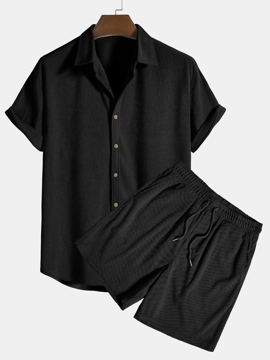 Stijlvolle heren zomer-set met shirt en corduroy shorts - SommerKern