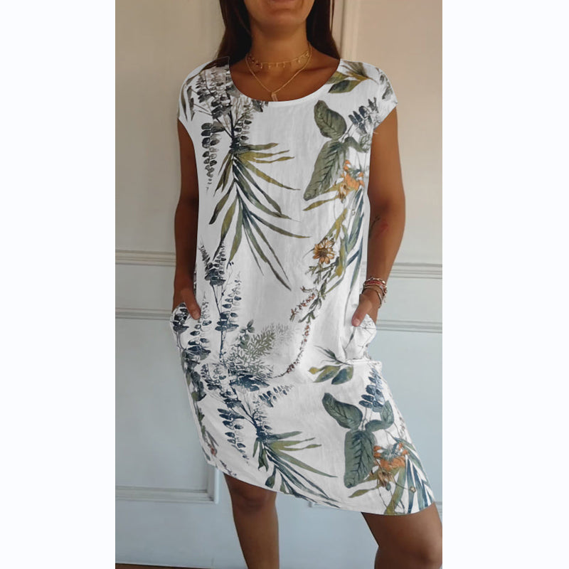 Zomerjurk met Ronde Hals & Bloemenprint – Elvira