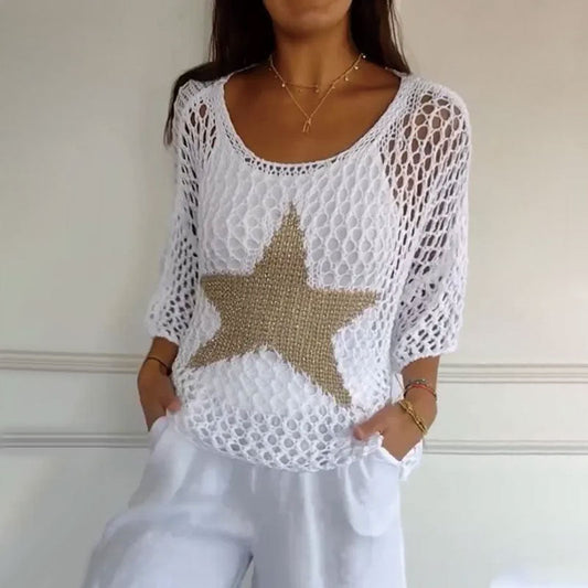 Gehaakte Damesblouse met Ronde Hals - Noelle
