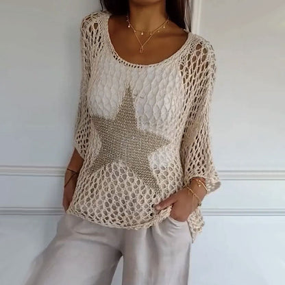 Gehaakte Damesblouse met Ronde Hals - Noelle