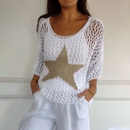Gehaakte Damesblouse met Ronde Hals - Noelle
