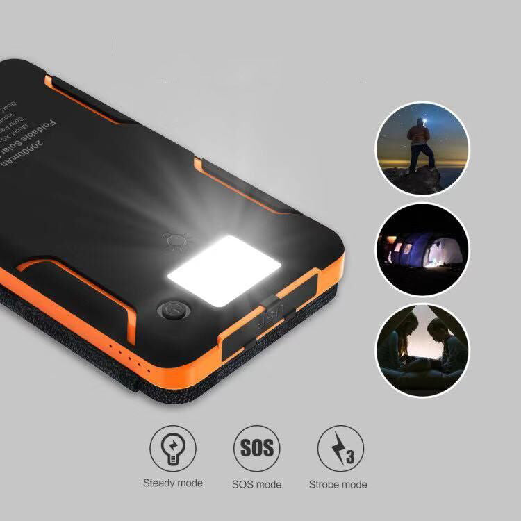 Zonne-energie powerbank met 4 panelen en 3 USB-uitgangen – SunCore
