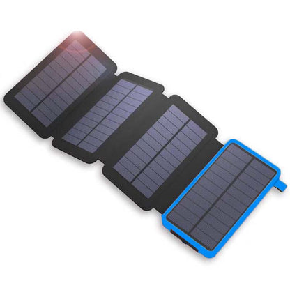 Zonne-energie powerbank met 4 panelen en 3 USB-uitgangen – SunCore