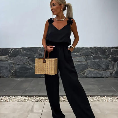 Luchtige Zomer Jumpsuit met Wijde Pijpen - Jasmin