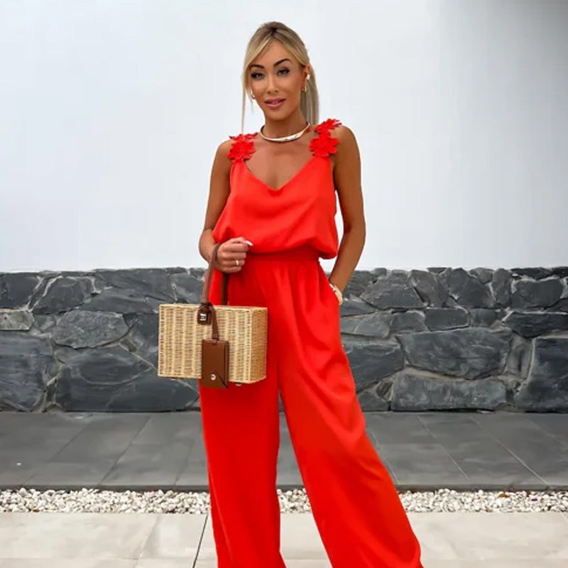 Luchtige Zomer Jumpsuit met Wijde Pijpen - Jasmin