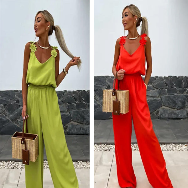 Luchtige Zomer Jumpsuit met Wijde Pijpen - Jasmin