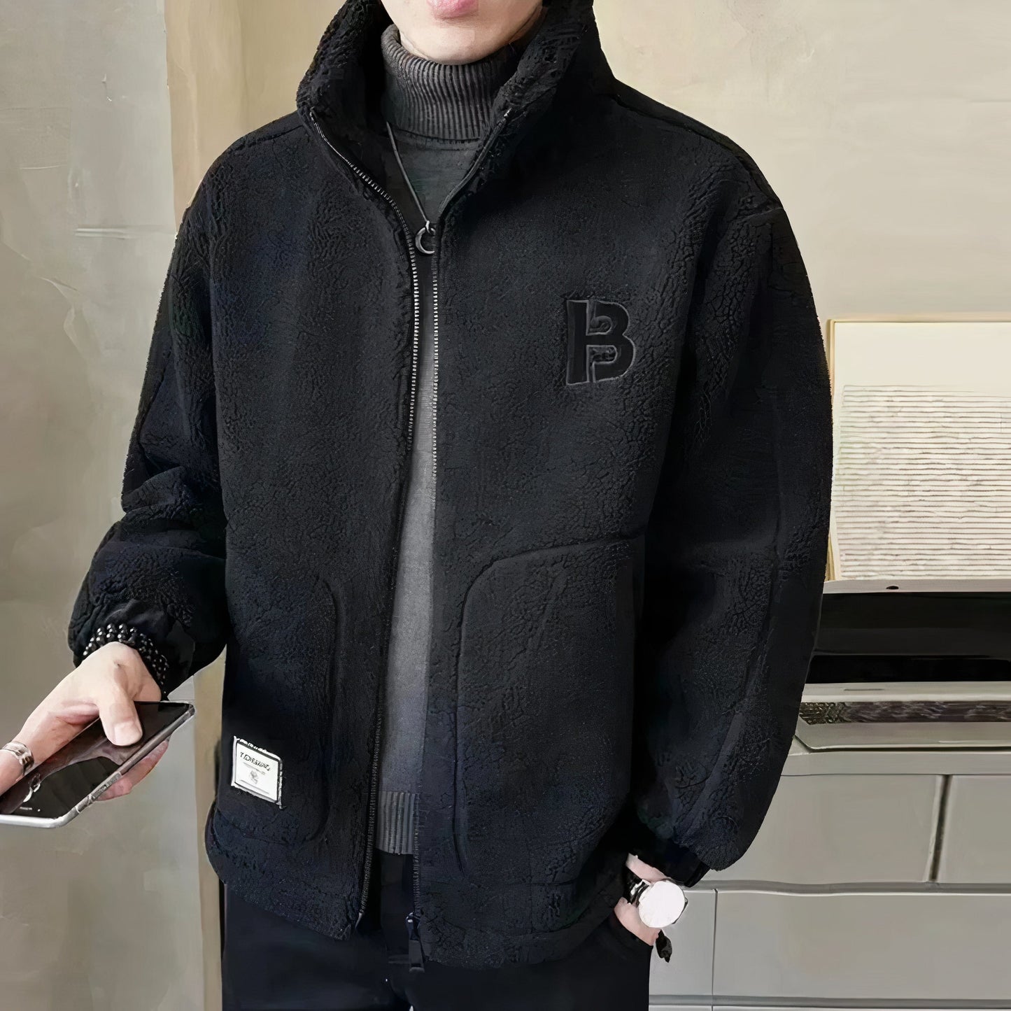 Heren Fleece Jack met Hoge Kraag – Milan