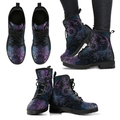 Dames Enkelboots met Herfstblad- en Maanmotief - Selene