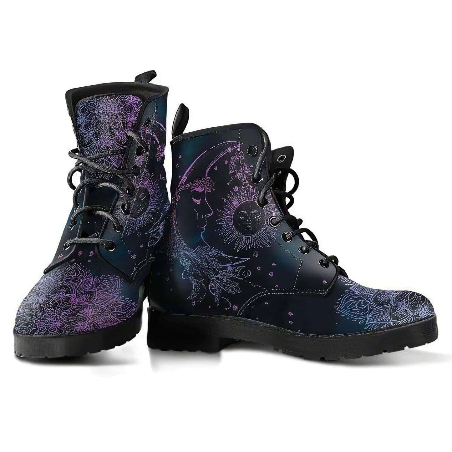 Dames Enkelboots met Herfstblad- en Maanmotief - Selene
