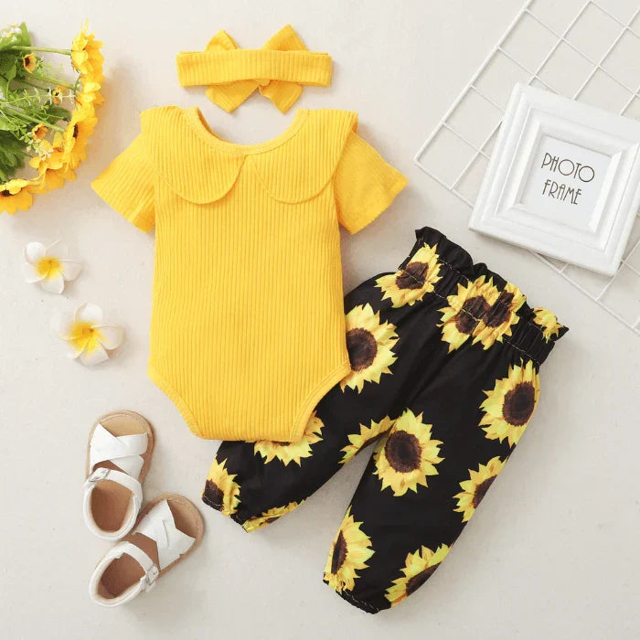 2-delig baby-outfit met zonnebloemenprint – SonnenLächeln