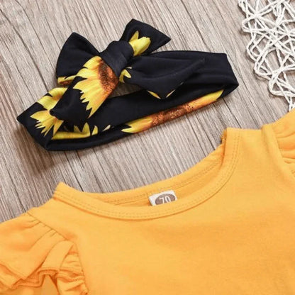 2-delig baby-outfit met zonnebloemenprint – SonnenLächeln
