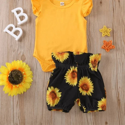 2-delig baby-outfit met zonnebloemenprint – SonnenLächeln
