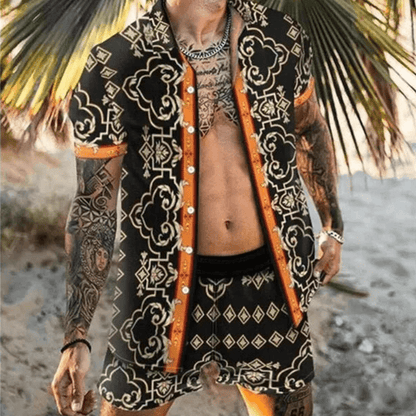 Tweedelige heren zomerset met patchworkprint – Malik