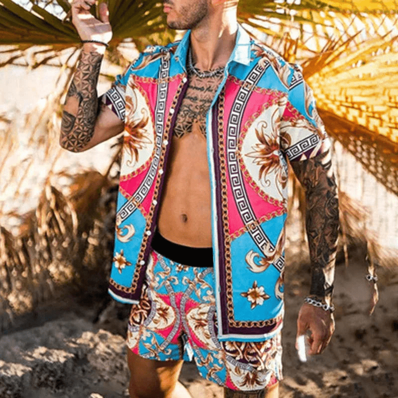 Tweedelige heren zomerset met patchworkprint – Malik