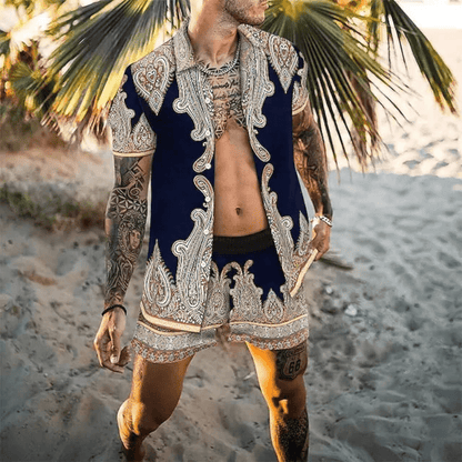 Tweedelige heren zomerset met patchworkprint – Malik