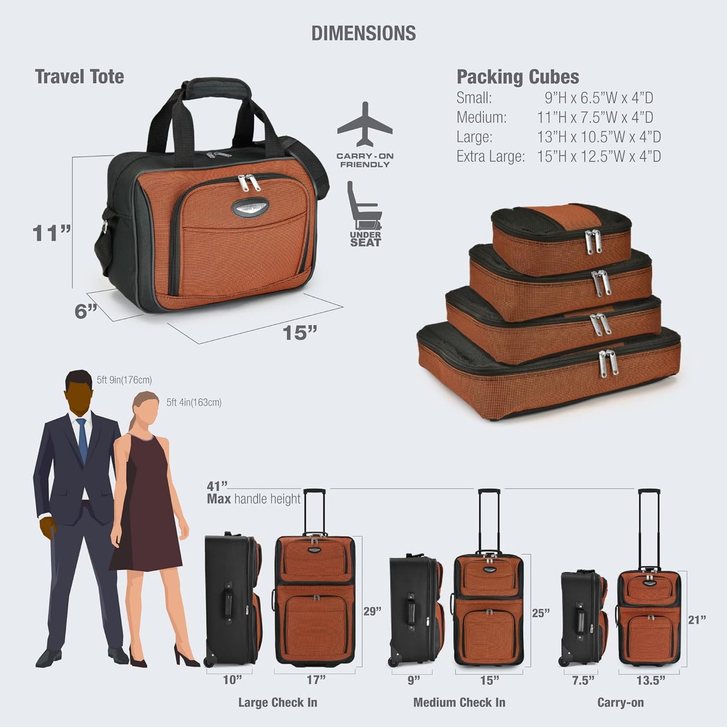 8-delige Soft Shell Kofferset met Inpak Cubes en TSA Slot – TravelMax