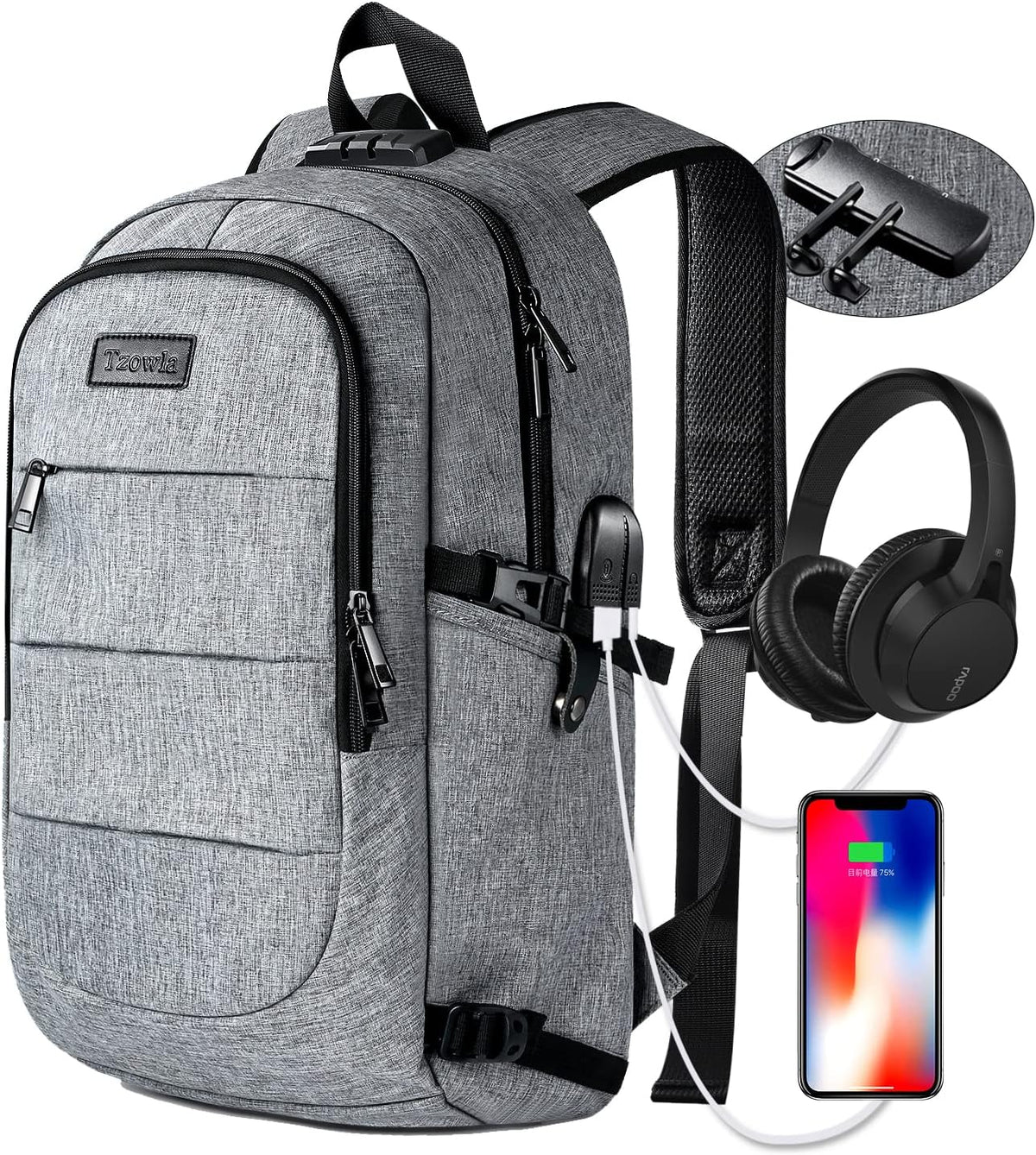 Extra Grote Anti-Diefstal Laptop- en Reisrugzak met USB-poort - 30–50L