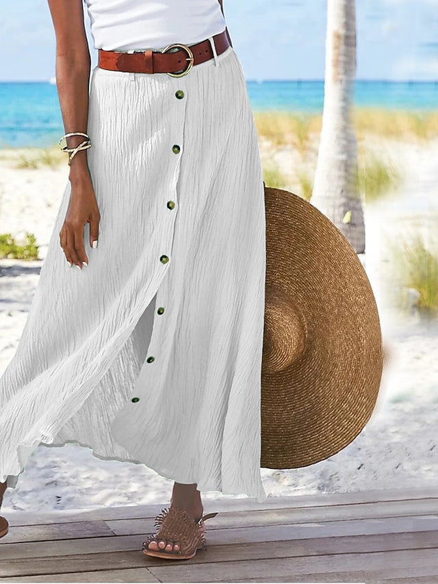 Vloeiende Linnen Maxi Rok – Odette