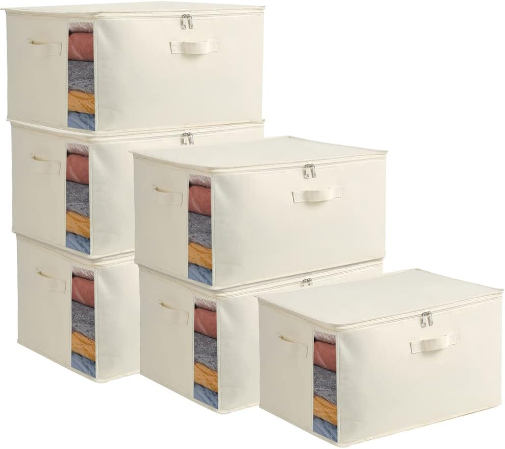 Canvas Kleding Opberg Organizer Set – Dubbele Rits Tas met Handgrepen & Kijkvenster