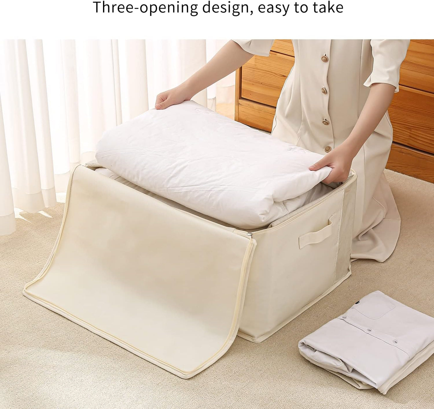 Canvas Kleding Opberg Organizer Set – Dubbele Rits Tas met Handgrepen & Kijkvenster