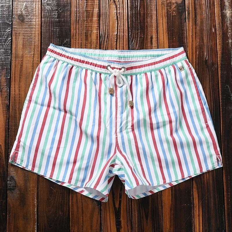 Gestreepte herenshorts met elastische tailleband - Matteo