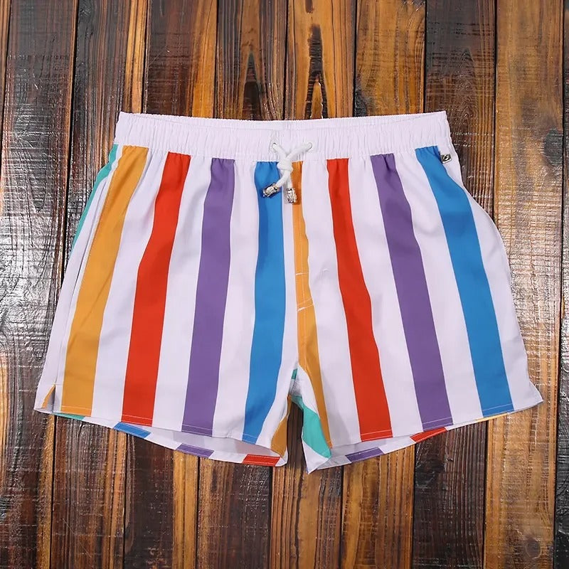 Gestreepte herenshorts met elastische tailleband - Matteo