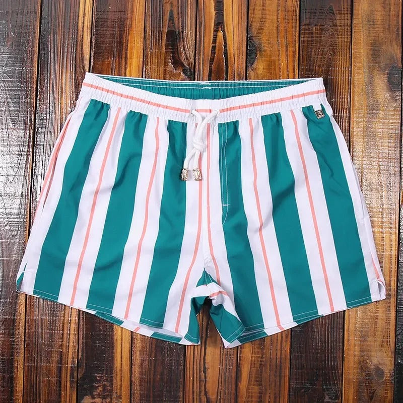 Gestreepte herenshorts met elastische tailleband - Matteo