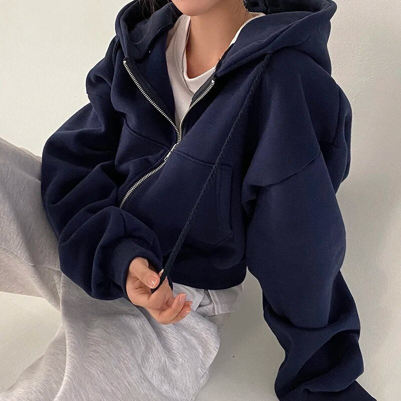 Kort Dames Vest met Capuchon en Oversized Pasvorm – Rinette