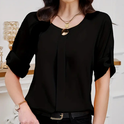 Luchtige Zwarte Plooienblouse voor Dames - Amira