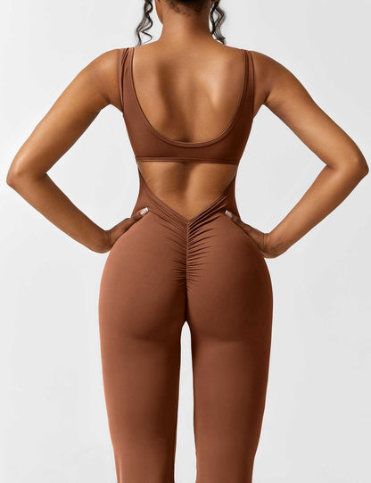 Rugvrije Jumpsuit met Uitlopende Broekspijpen - Liv