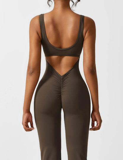 Rugvrije Jumpsuit met Uitlopende Broekspijpen - Liv