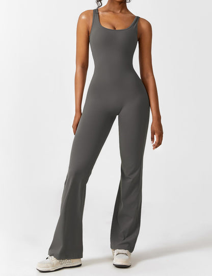 Rugvrije Jumpsuit met Uitlopende Broekspijpen - Liv