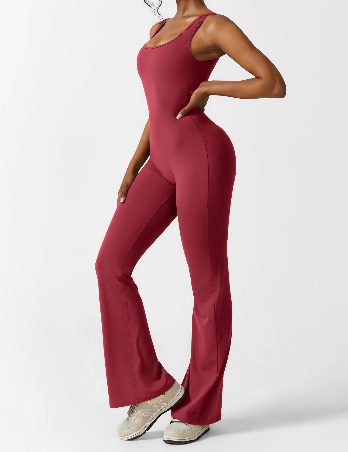 Rugvrije Jumpsuit met Uitlopende Broekspijpen - Liv
