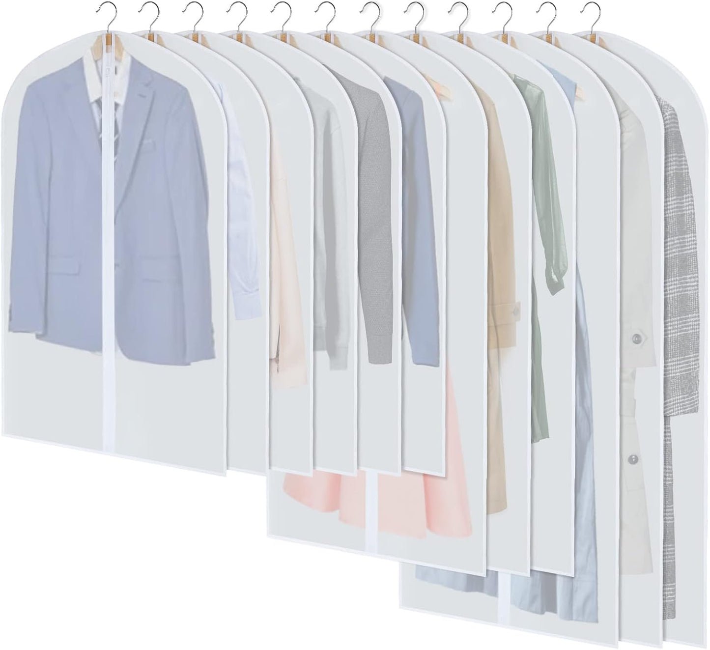 PEVA kledinghoezen set – 24 hangende kledinghoezen in 3 maten