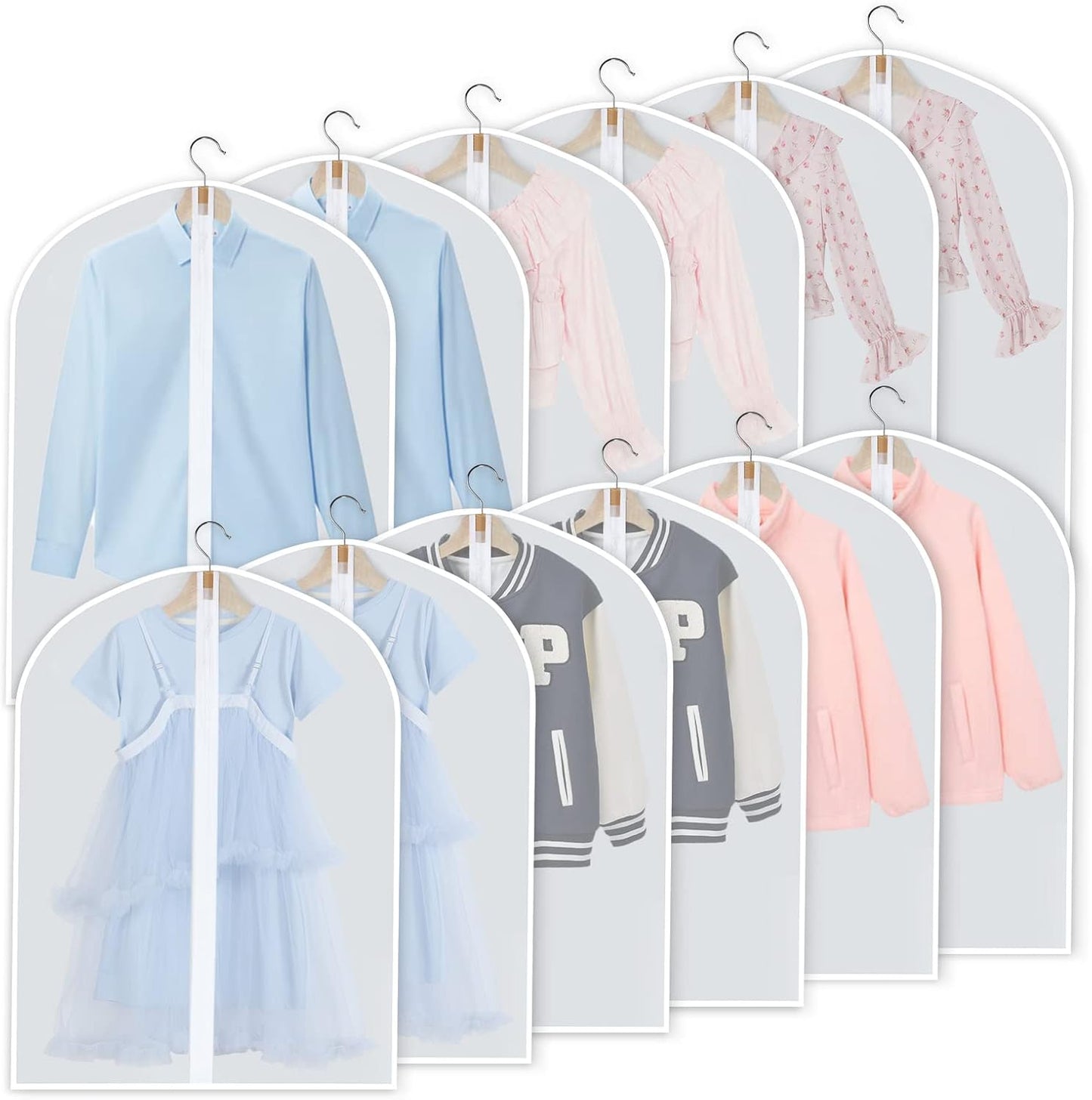 PEVA kledinghoezen set – 24 hangende kledinghoezen in 3 maten