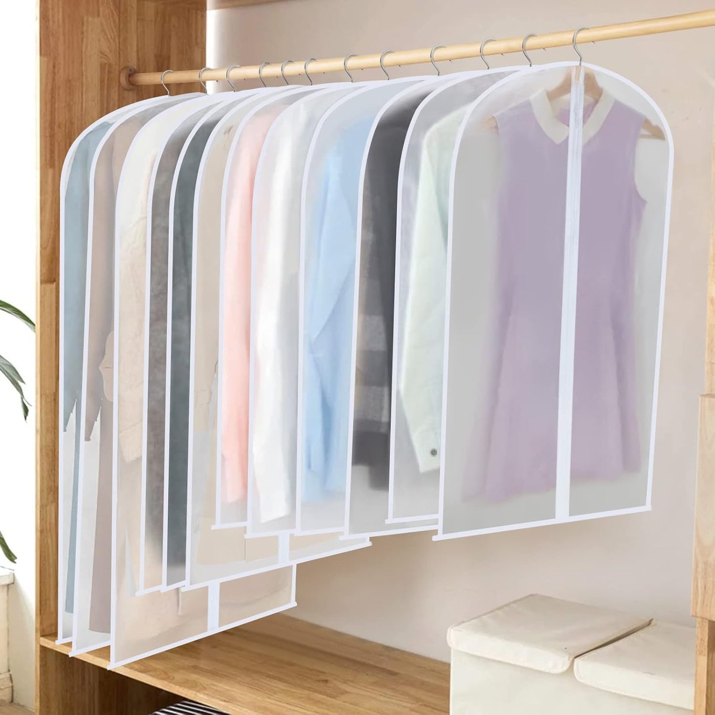 PEVA kledinghoezen set – 24 hangende kledinghoezen in 3 maten
