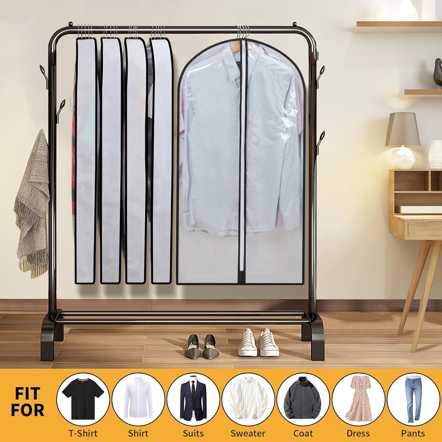 PEVA kledinghoezen set – 24 hangende kledinghoezen in 3 maten