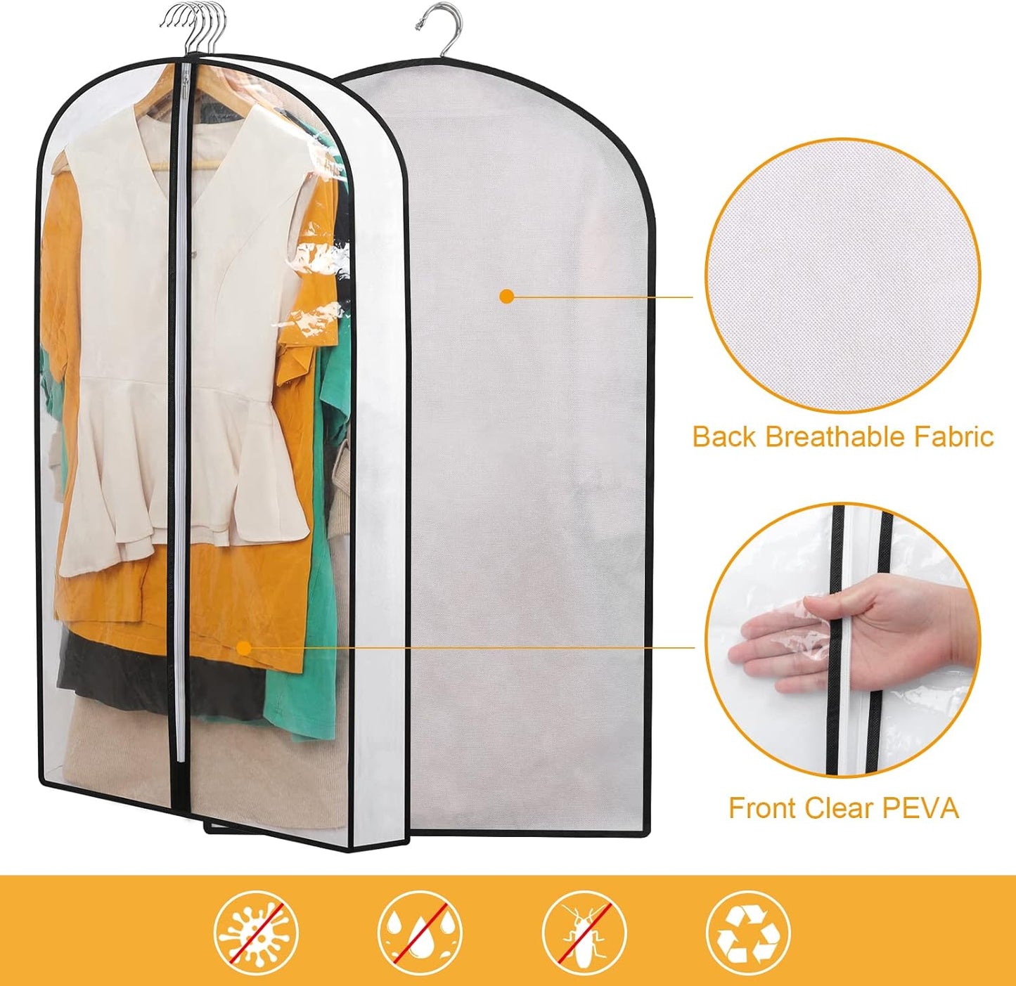 PEVA kledinghoezen set – 24 hangende kledinghoezen in 3 maten