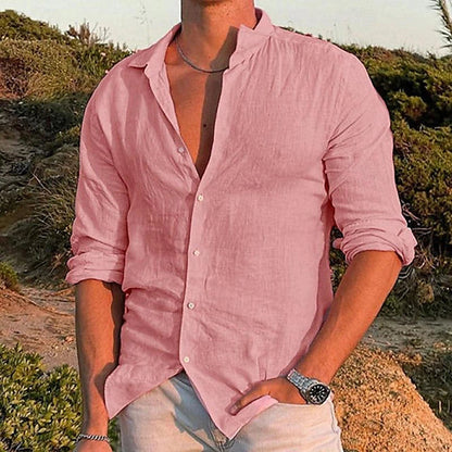 Luxe heren linnen shirt met lange mouwen - Milan