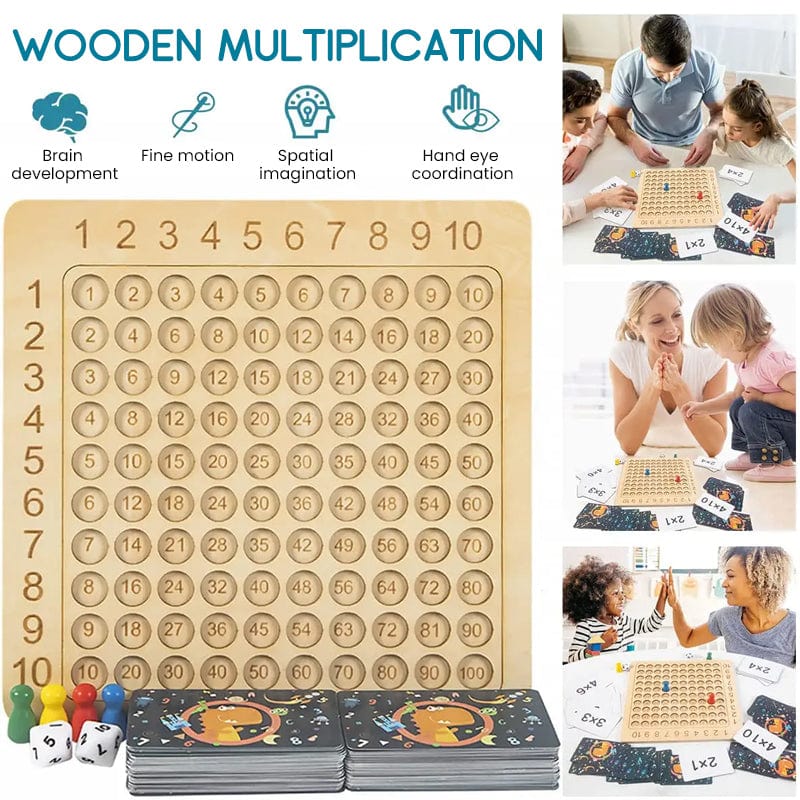 FunnyCalc™ - Houten Montessori Vermenigvuldigings Bordspel