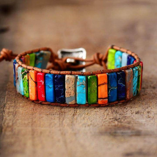 7 Chakra Leren Armband