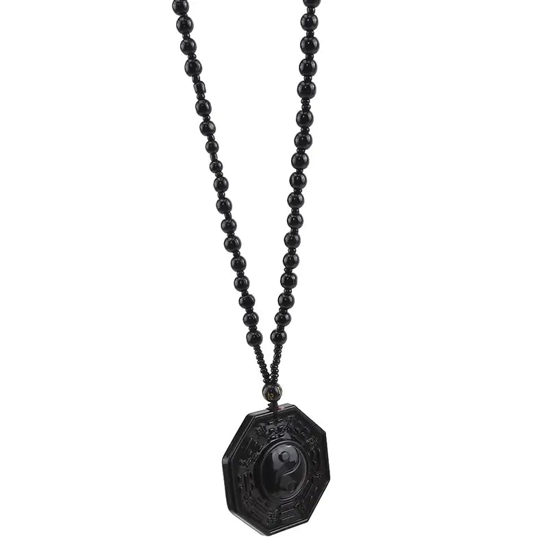 Obsidiaan Yin Yang Ketting