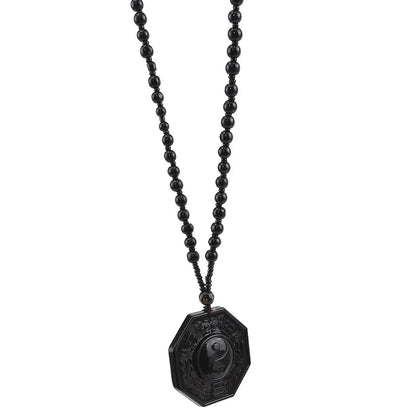 Obsidiaan Yin Yang Ketting