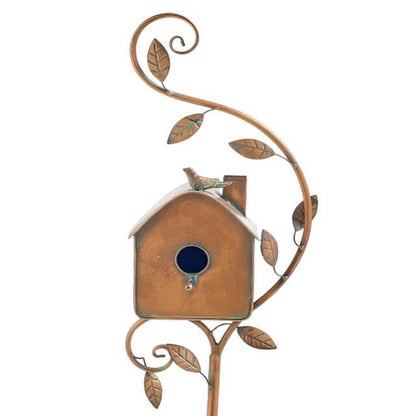 Decoratief Vogelhuisje op Staak – Rustieke Tuindecoratie