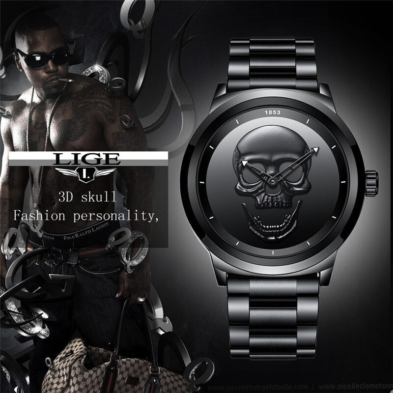 LIGE Skull Horloge